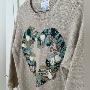 NWT Vintage Hand Embroidered Grandma Sweater  Christopher & Banks size Large